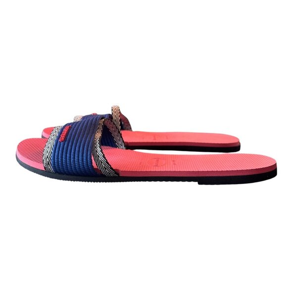 Havaianas You Trancoso Sandals Slides Flip Flops Size‎ 41-42 Navy White 9/10 - Picture 4 of 8